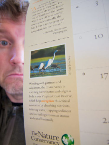 Hal Brindley with his photo in the Nature Conservancy Calendar 2014