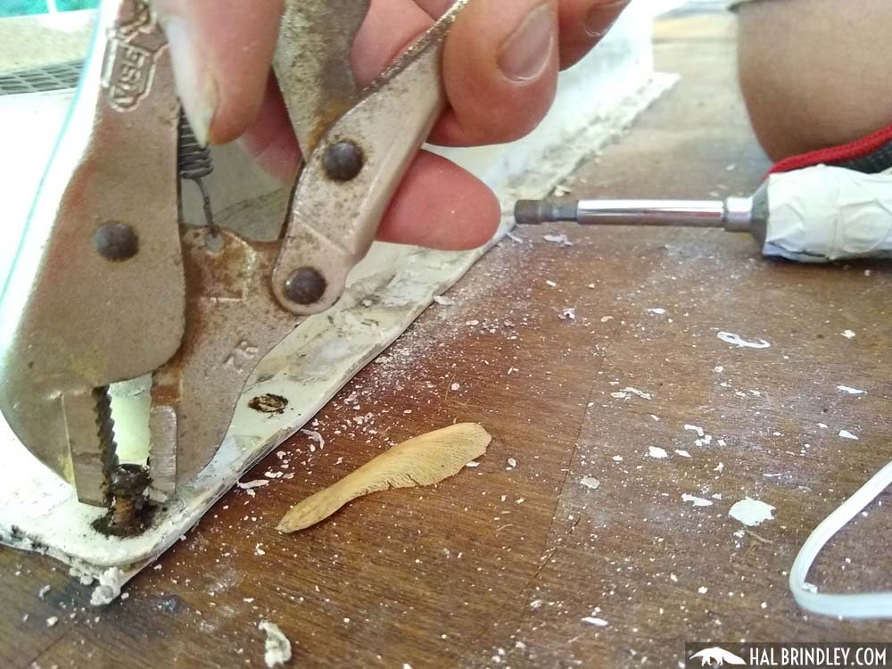 using vice grip pliers to remove screws