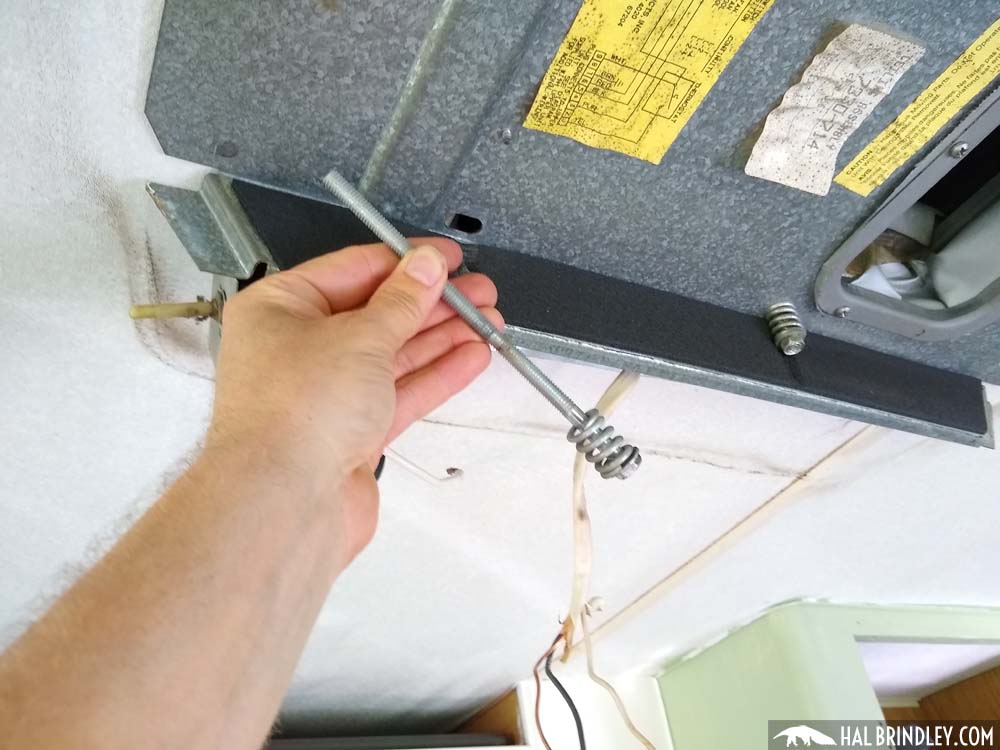 bolt removed from ceiling assembly or caravan AC unit